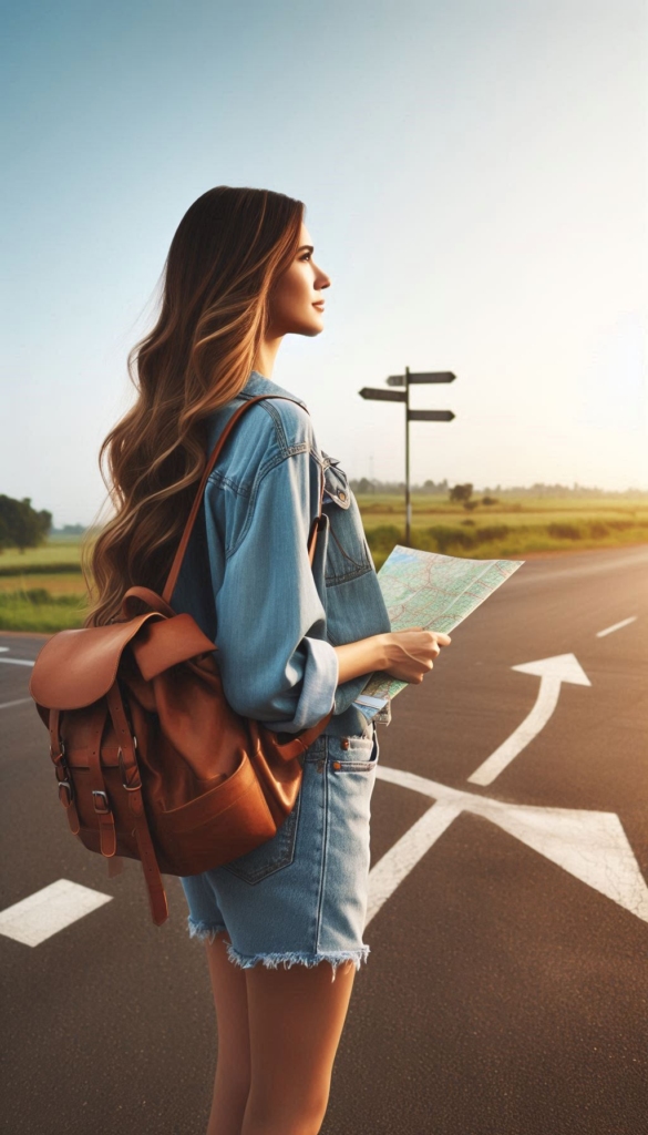 Adventurous Woman on Road Trip Self-Growth Book Cover 