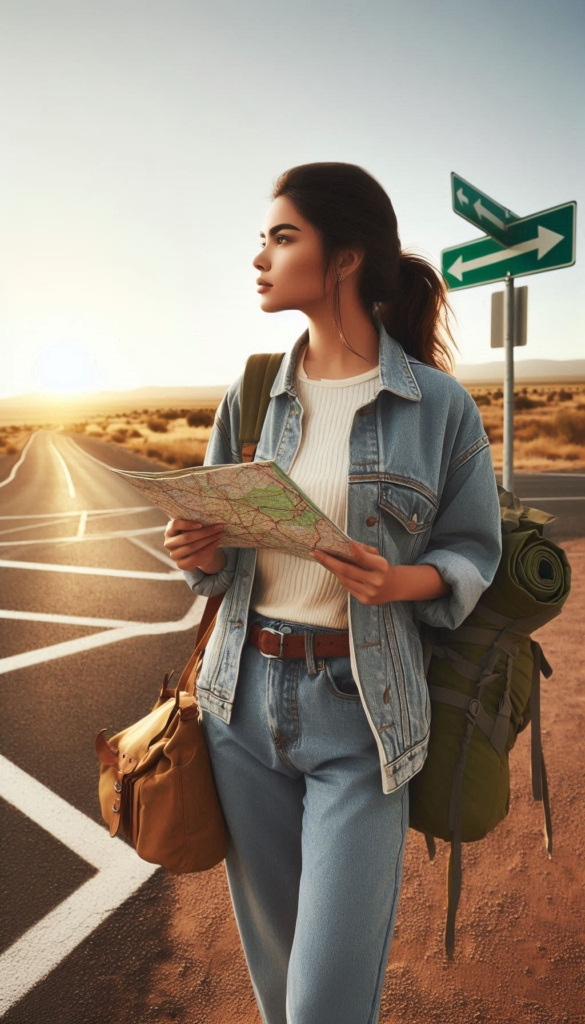 Adventurous Woman on Road Trip Self-Growth Book Cover 