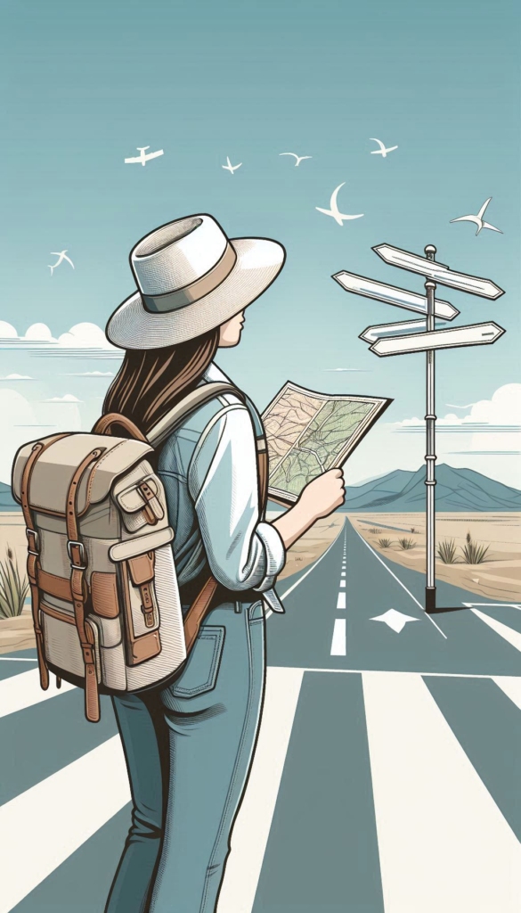 Adventurous Woman on Road Trip Self-Growth Book Cover 