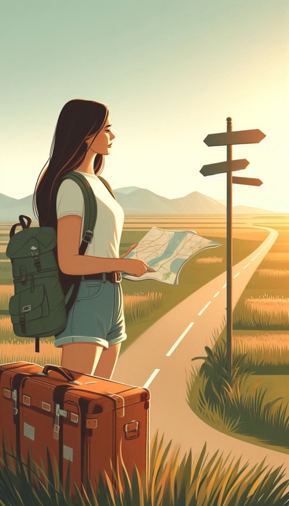 Adventurous Woman on Road Trip Self-Growth Book Cover