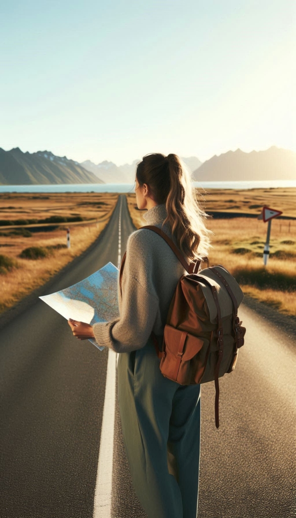 Adventurous Woman on Road Trip Self-Growth Book Cover