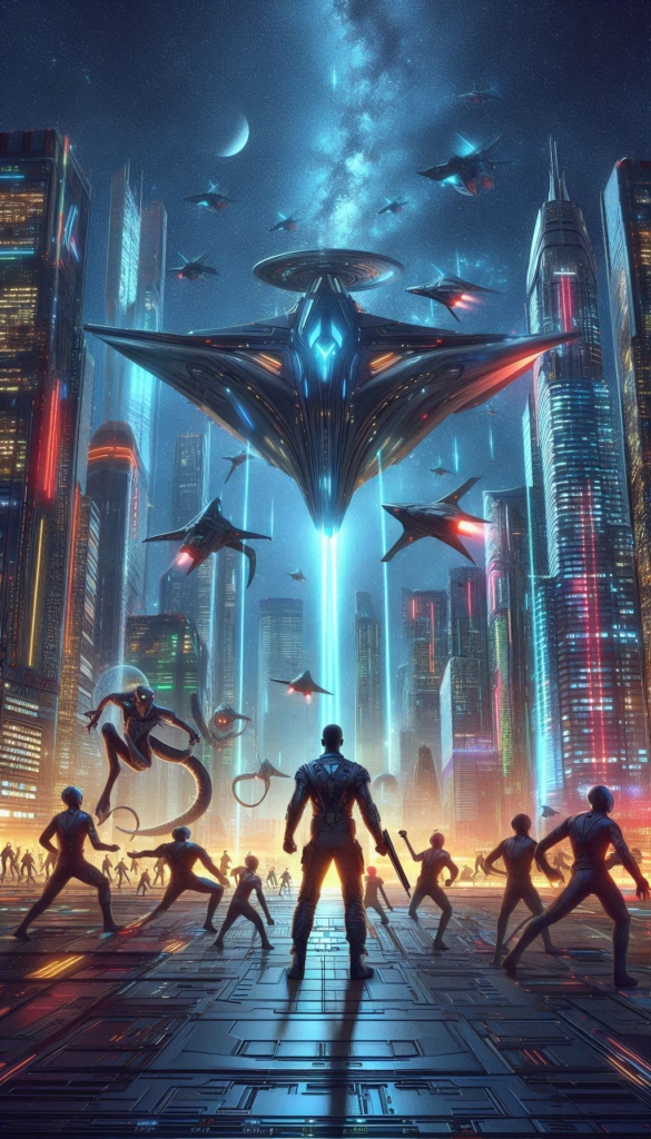 Alien Invasion in Futuristic City book cover