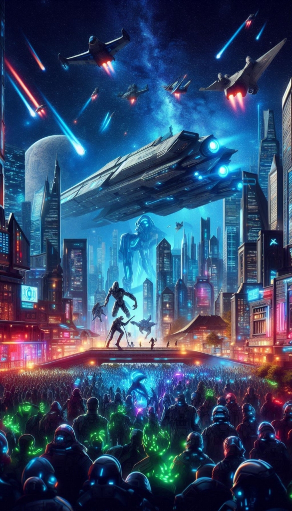 Alien Invasion in Futuristic City book cover