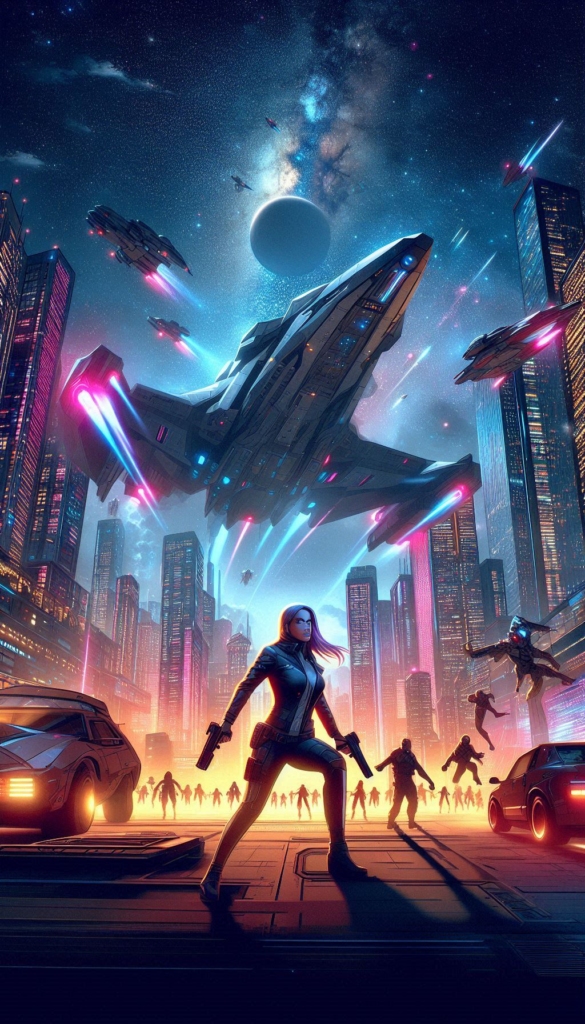 Alien Invasion in Futuristic City book cover