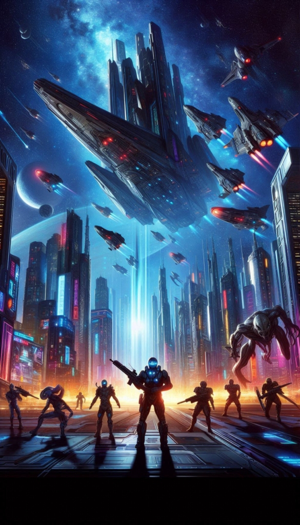 Alien Invasion in Futuristic City book cover