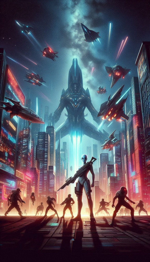 Alien Invasion in Futuristic City book cover