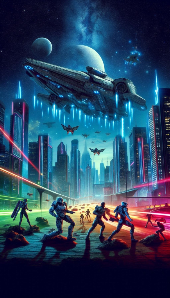 Alien Invasion in Futuristic City book cover