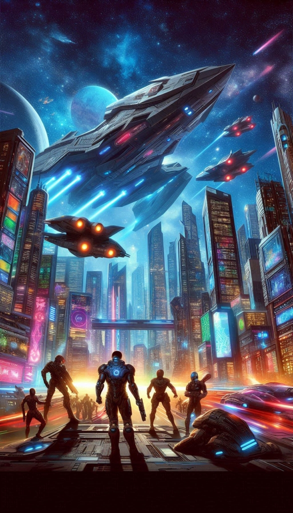 Alien Invasion in Futuristic City book cover