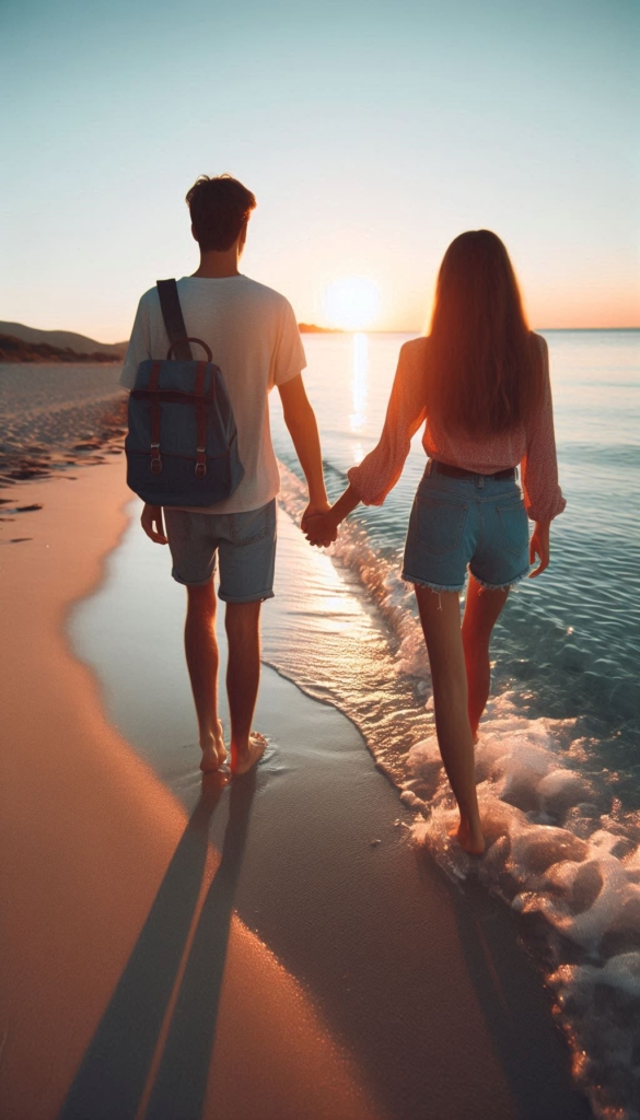 Couple walking on beach book cover 