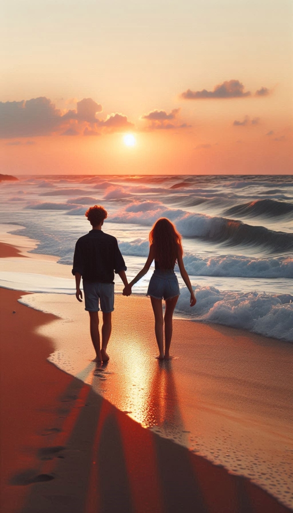 Couple walking on beach book cover 