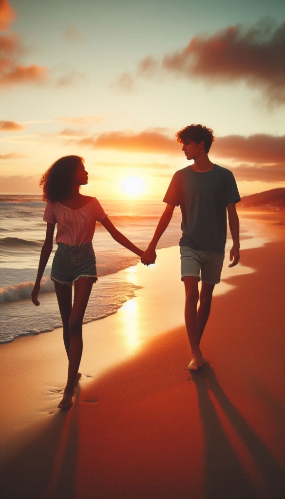 Couple walking on beach book cover 