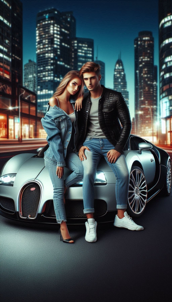 Couple with sports car book cover