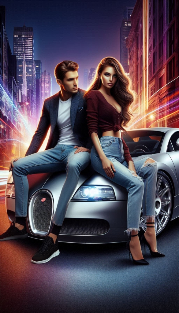 Couple with sports car book cover