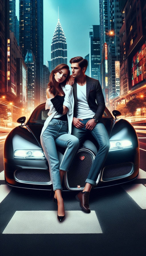 Couple with sports car book cover