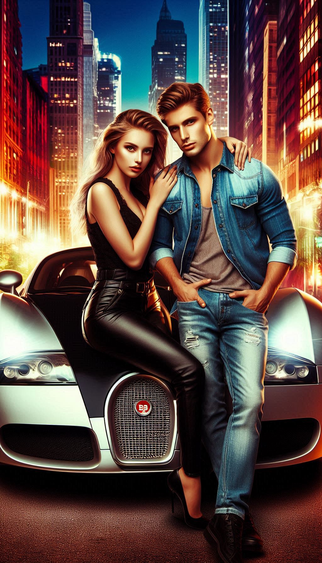 Couple with sports car book cover