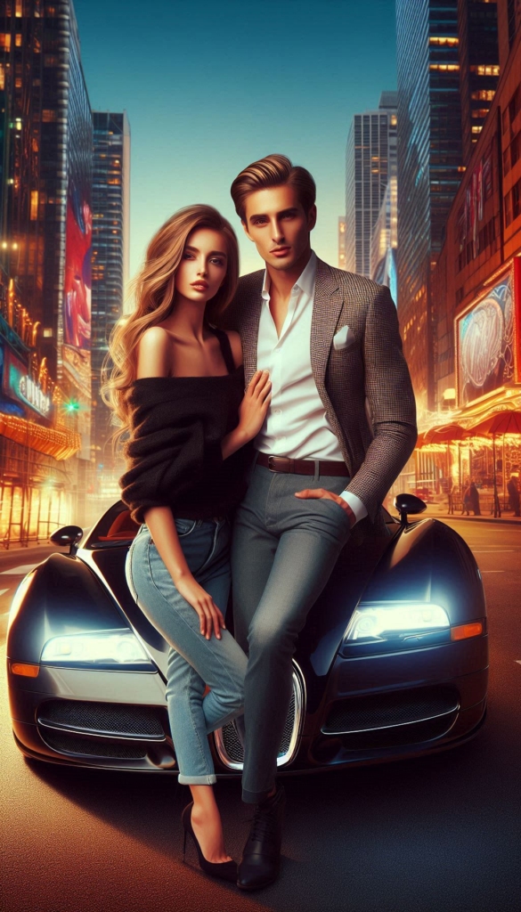 Couple with sports car book cover