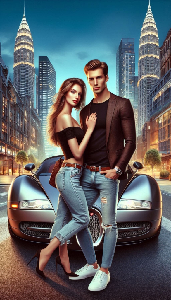 Couple with sports car book cover