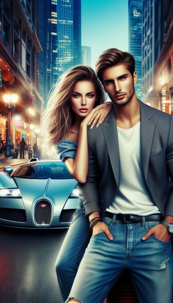 Couple with sports car book cover