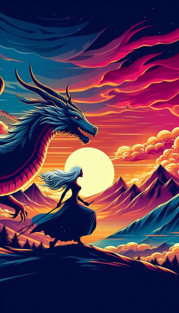 Dragon and Warrior Sunset book cover