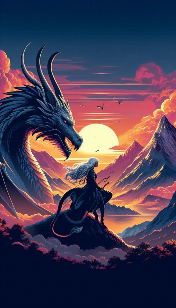 Dragon and Warrior Sunset book cover