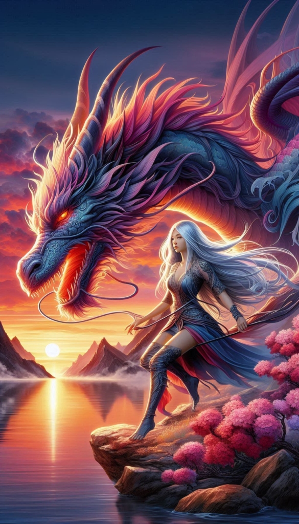 Dragon and Warrior Sunset book cover