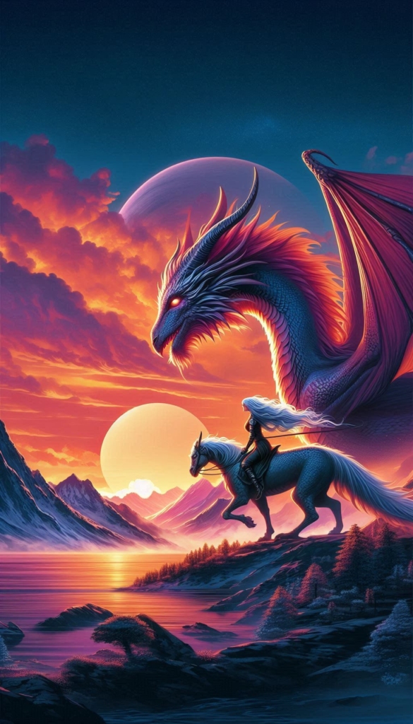 Dragon and Warrior Sunset book cover