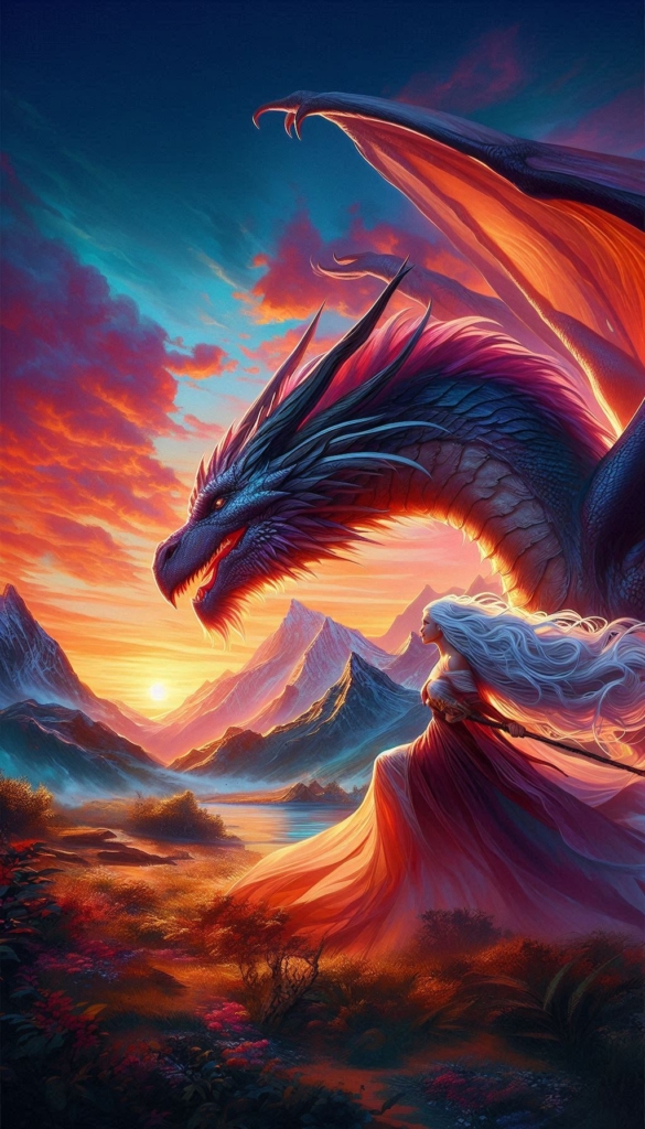 Dragon and Warrior Sunset book cover