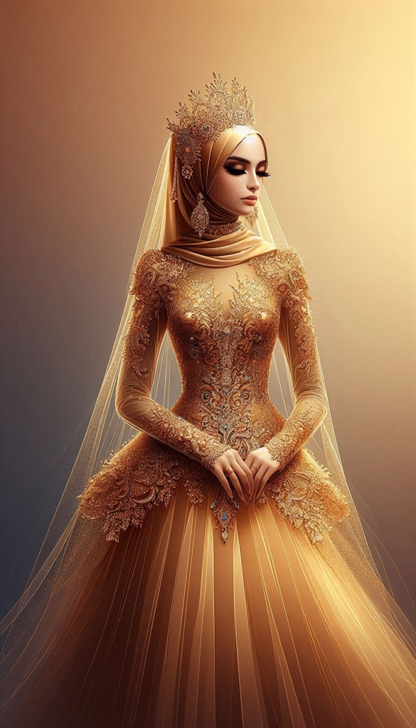 Elegant woman in golden hijab book cover