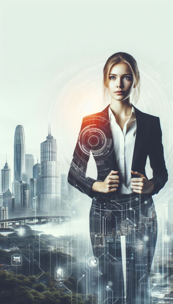 Futuristic Businesswoman Biography Book Cover