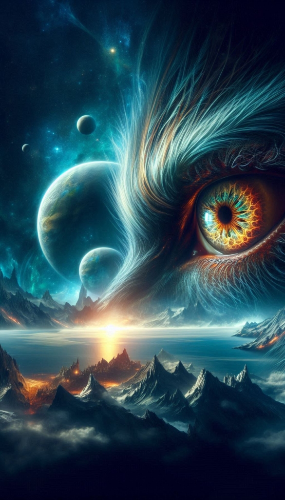 Galactic Cat Eyes Over Alien Landscape book cover