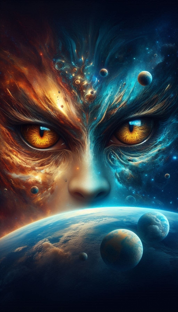 Galactic Cat Eyes Over Alien Landscape book cover 