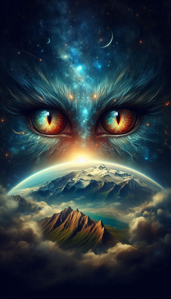 Galactic Cat Eyes Over Alien Landscape book cover