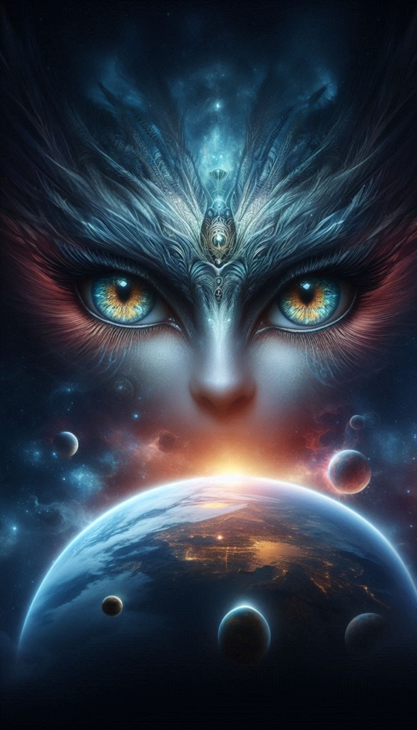 Galactic Cat Eyes Over Alien Landscape book cover