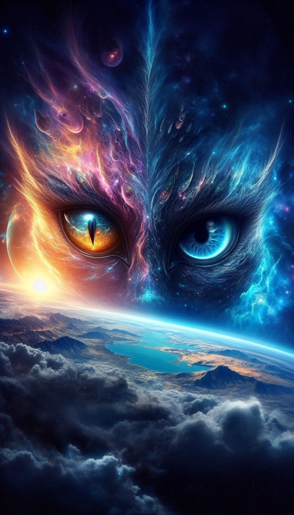 Galactic Cat Eyes Over Alien Landscape book cover