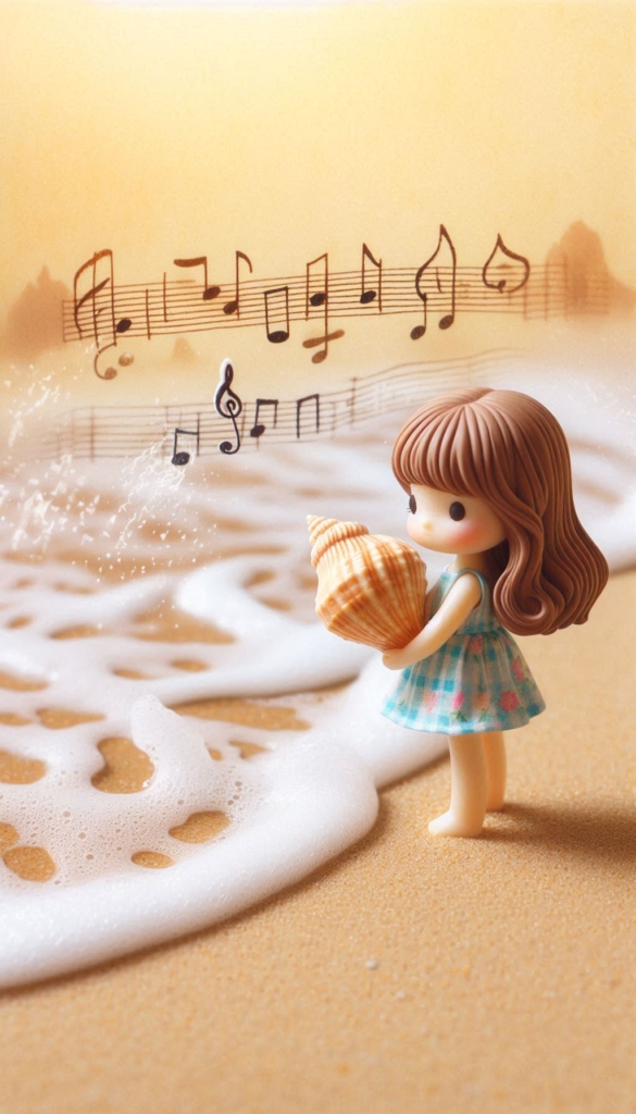 Girl Playing Shell Music on Beach book Cover