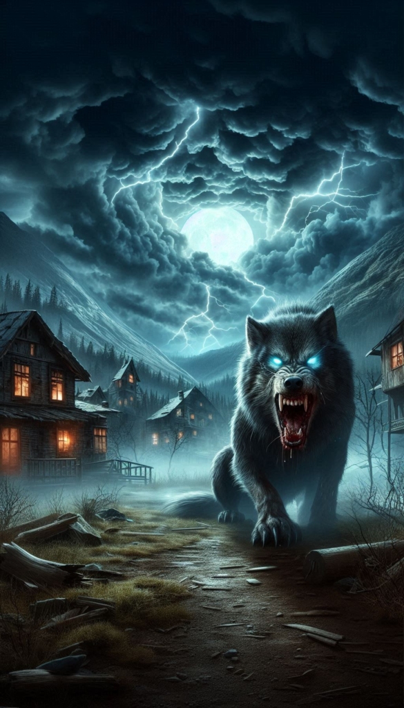 Haunted ruins with wolf eyes book cover