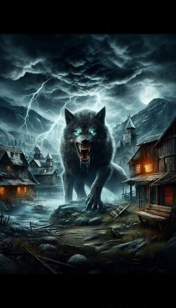 Haunted ruins with wolf eyes book cover