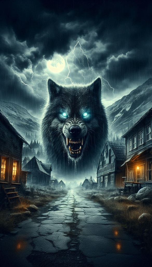 Haunted ruins with wolf eyes book cover