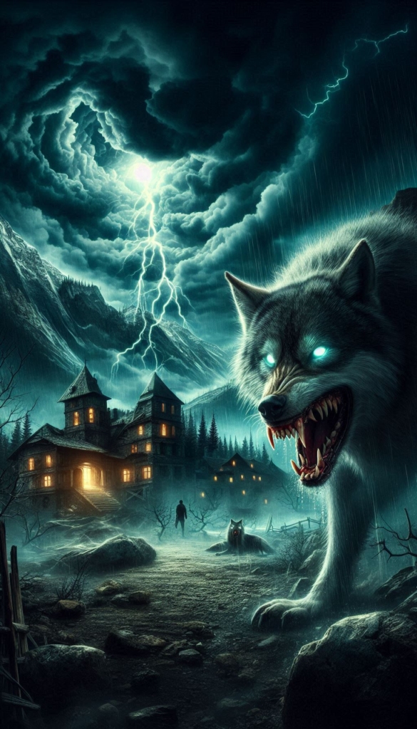 Haunted ruins with wolf eyes book cover