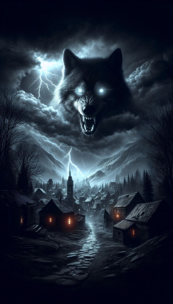 Haunted ruins with wolf eyes book cover