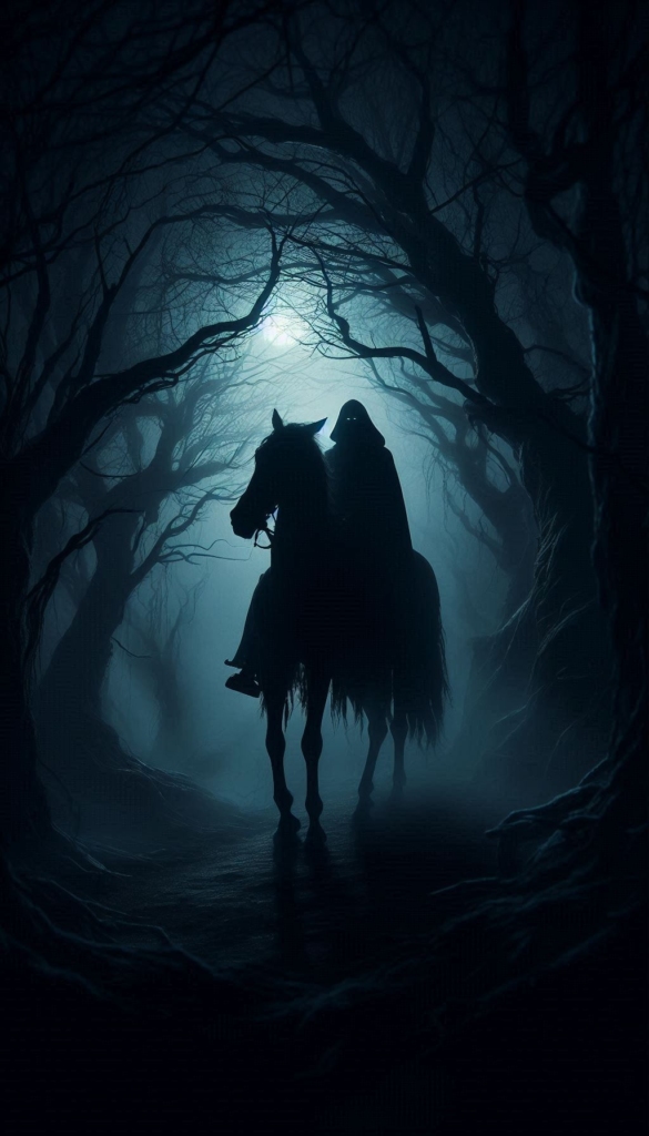 Headless horseman in forest book cover