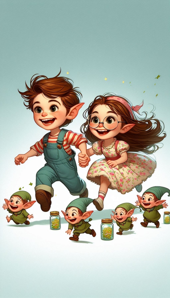 Kids with Jars and Goblins ai book Cover Design