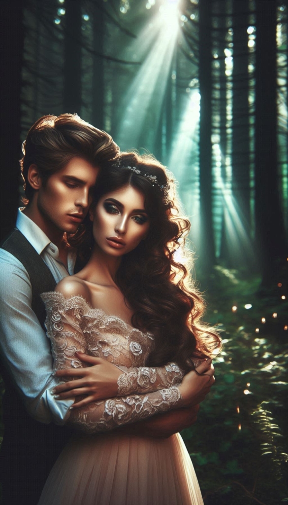 Lovers in the shadowy forest book cover