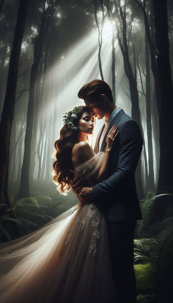 Lovers in the shadowy forest book cover