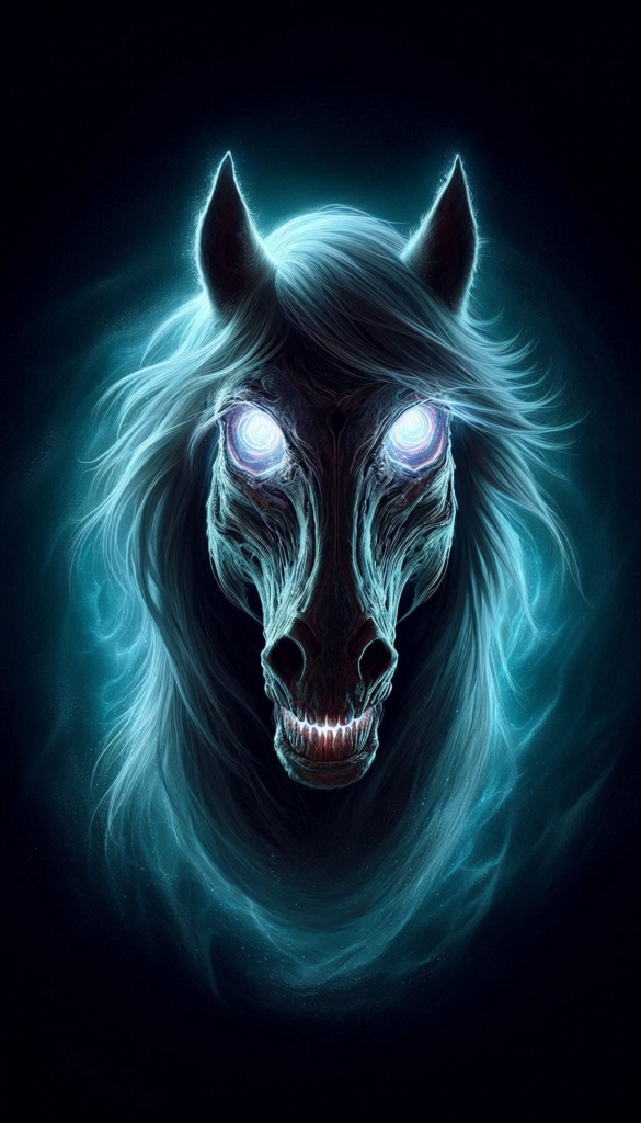 Magic horse with glowing eyes book cover 