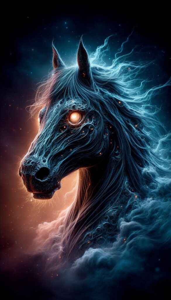 Magic horse with glowing eyes book cover