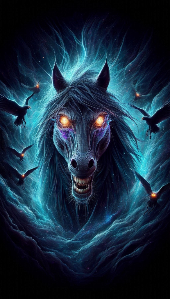 Magic horse with glowing eyes book cover