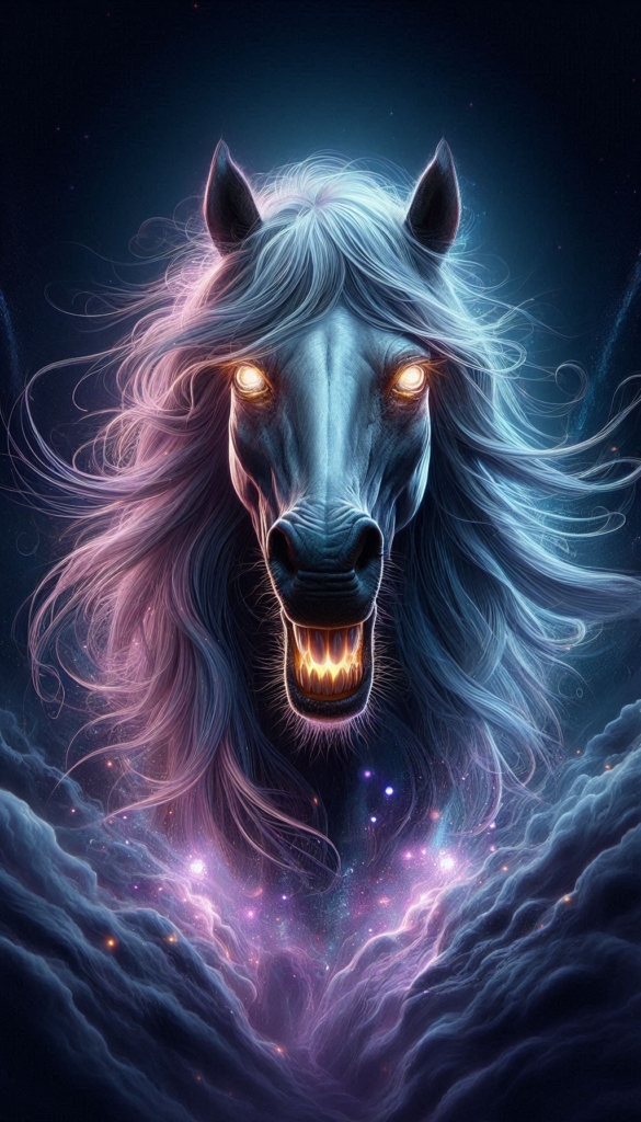 Magic horse with glowing eyes book cover