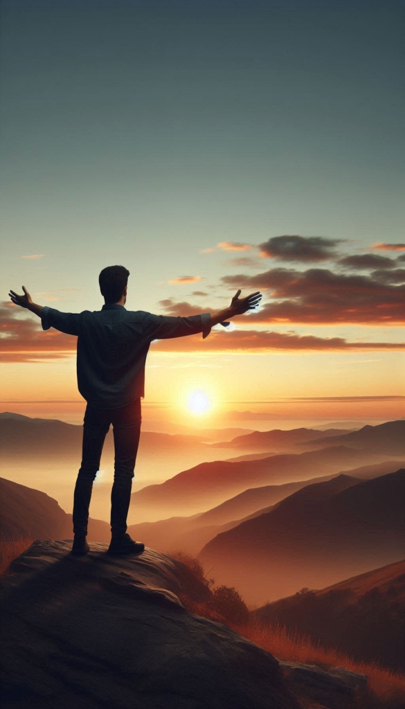 Man Embracing Sunrise Self-Discovery Book Cover