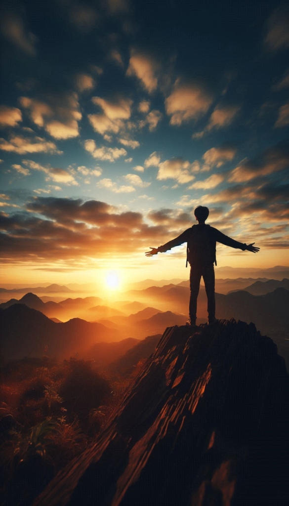 Man Embracing Sunrise Self-Discovery Book Cover